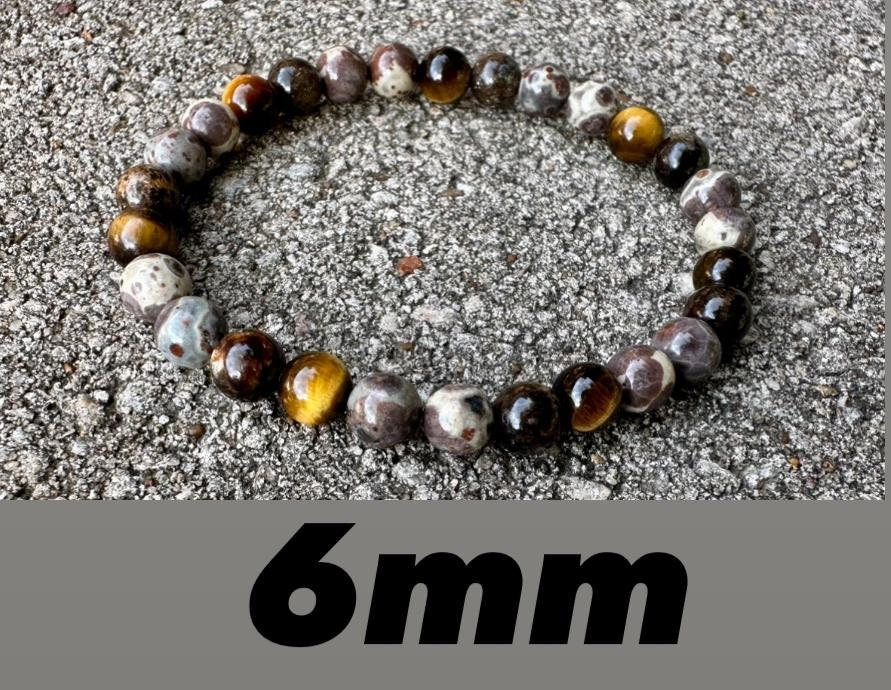 Anxiety & Stress Support - Protection " The Stone Skin Totem " Positivity - Astroid Jasper - Phlogopite - AAA Crystal Gemstone 8MM Bracelet