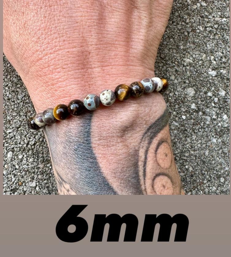 Anxiety & Stress Support - Protection " The Stone Skin Totem " Positivity - Astroid Jasper - Phlogopite - AAA Crystal Gemstone 8MM Bracelet