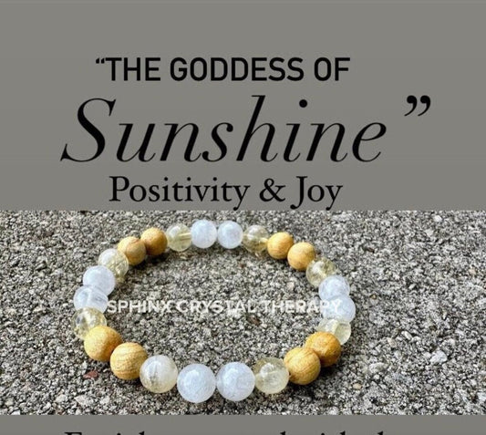 Divine Will " Goddess of Sunshine " Self Expression & Creativity - AAA Moonstone - Citrine - Palo Santo Gemstone Crystal Bracelet