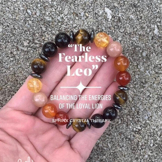 10MM Leo Energy - Zodiac Horoscope - " The Fearless Leo " July August Birthday - Crystal Healing Quality Gemstone Astrology Bracelet