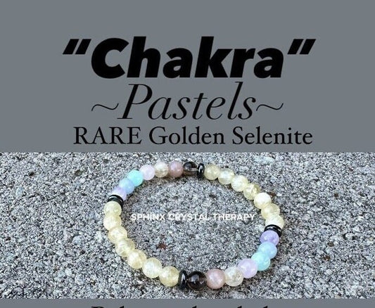 6mm RARE AAA Golden Selenite - Aura Protection & Intuition - PASTEL Chakra Stones - Manifest Higher Self - Crystal Healing Gemstone Bracelet
