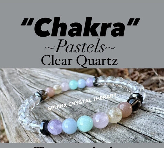 6mm Protection & Intuition - PASTEL Chakra Stones - Clear Quartz - High Vibration Stones - Crystal Healing Gemstone Bracelet - Higher Self