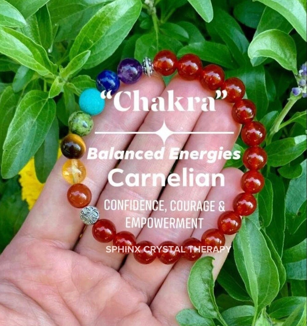 Chakra Balance - AAA High Grade Carnelian - Motivation - Strength & Courage - Emotional Healing - REAL Quality Gemstone Bracelet