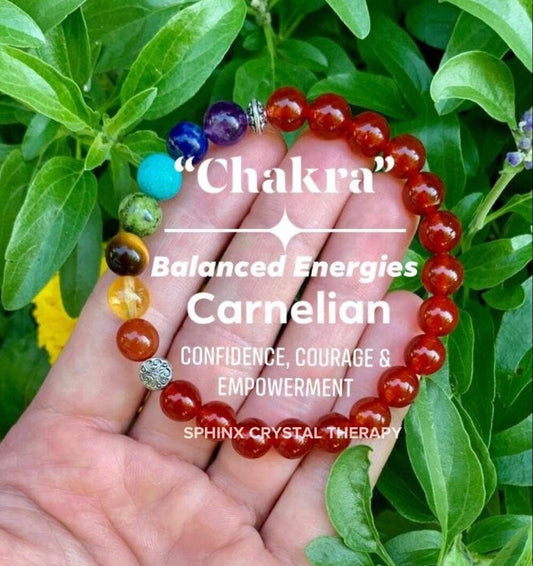 Chakra Balance - AAA High Grade Carnelian - Motivation - Strength & Courage - Emotional Healing - REAL Quality Gemstone Bracelet