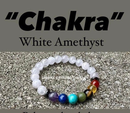 Aura Clearing - RARE AAA White Amethyst - Chakra Balance - Protect & Clear Auric Field - Intuition - Crystal Healing Gemstone 8mm Bracelet