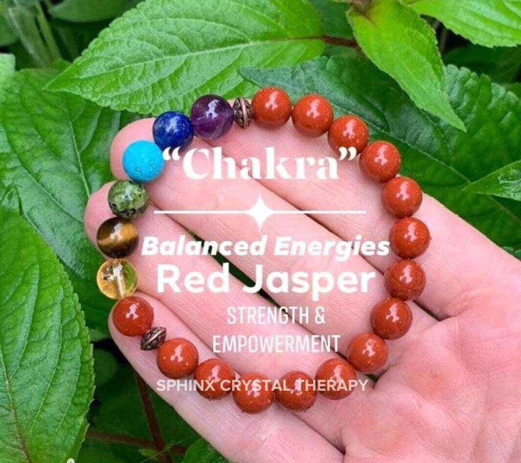 Chakra Balance - AAA High Grade Red Jasper - Strength - Empowerment - Grounding - Real High Quality Crystal Healing Gemstone Bracelet