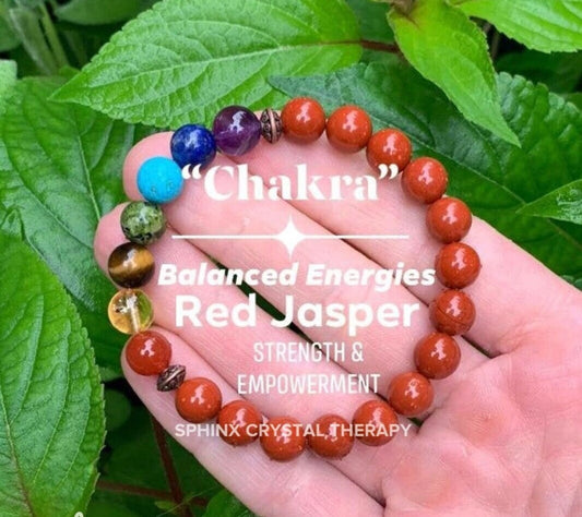 Chakra Balance - AAA High Grade Red Jasper - Strength - Empowerment - Grounding - Real High Quality Crystal Healing Gemstone Bracelet