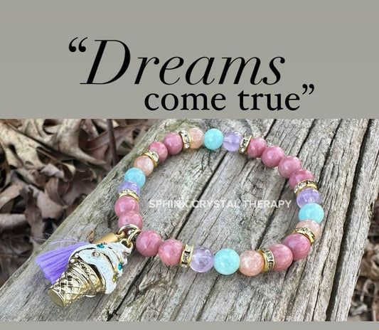 6mm Imagination - Childrens Empowerment " Dreams Come True " Protection & Self Love  - Pastel Gemstones - REAL AAA Crystal Healing Bracelet