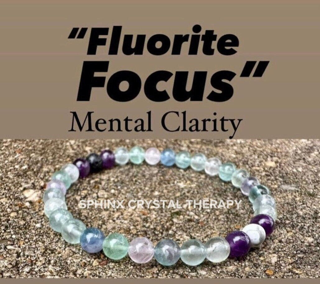Concentration Confidence Intuition " Fluorite Focus " Mental Clarity Mercury Retrograde Crystal Healing Balance Bracelet