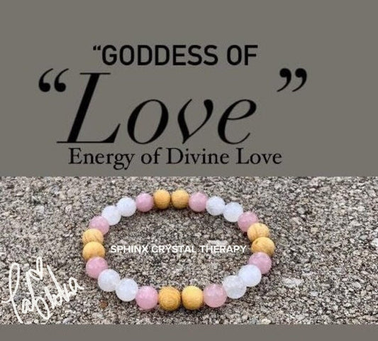 Divine Feminine " Goddess of Love " Emotional Heart Healing - Self Care - AAA Moonstone - Rose Quartz - Palo Santo Gemstone Crystal Bracelet
