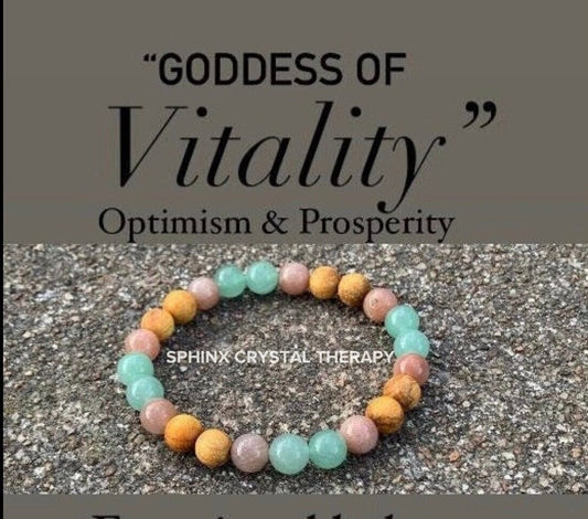 Prosperity " Goddess of Vitality " Stress & Emotional support - Heart Chakra - Moonstone - Aventurine - Palo Santo Gemstone Crystal Bracelet