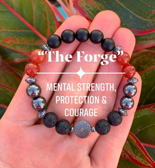 Strength - Courage - Protection " The Forge " Military - Crystal Healing - High Quality REAL Gemstone Bracelet - Spiritual Growth
