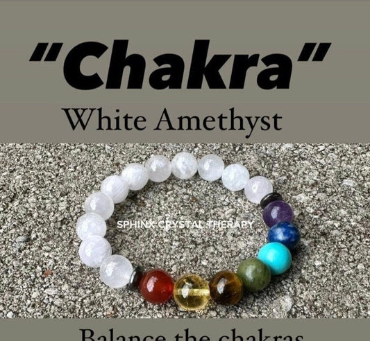 10mm Aura Clearing - RARE AAA White Amethyst - Chakra Balance - Protect & Clear Auric Field - Intuition - Crystal Healing Gemstone Bracelet