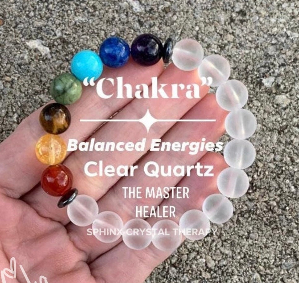 10MM Chakra Bracelet - Protection & Intuition - Clear Quartz - Higher Self - Quality Crystal Healing Gemstones - High Vibration Stones