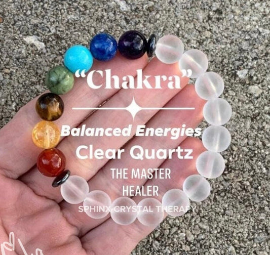 10MM Chakra Bracelet - Protection & Intuition - Clear Quartz - Higher Self - Quality Crystal Healing Gemstones - High Vibration Stones