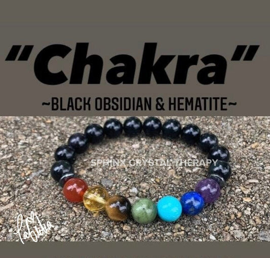 10MM Negativity Shield - Protection and Grounding - Chakra Balance - AAA Black Obsidian & Hematite - REAL Quality Crystal Gemstone Bracelet