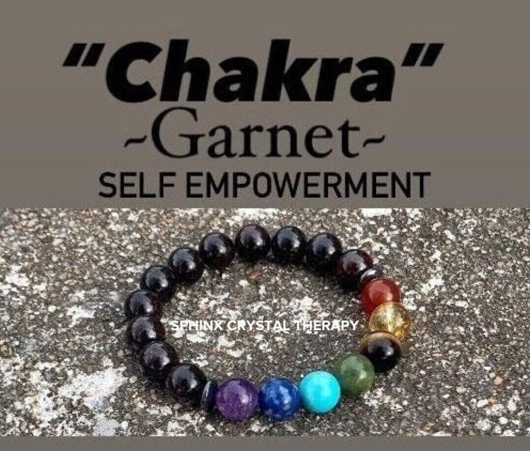 10MM Mental Health - Determination - Creativity & Strength - Self Empowerment - Chakra Energy Bracelet - Never Give up - AAA Garnet Gemstone