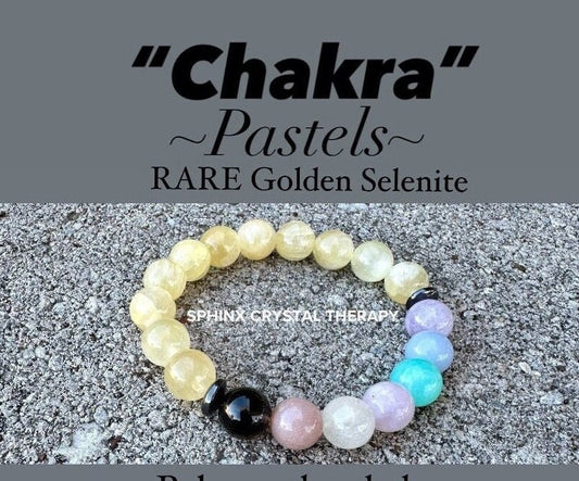 10mm RARE AAA Golden Selenite - Aura Protection & Intuition - PASTEL Chakra Stones - Manifest Higher Self  Crystal Healing Gemstone Bracelet