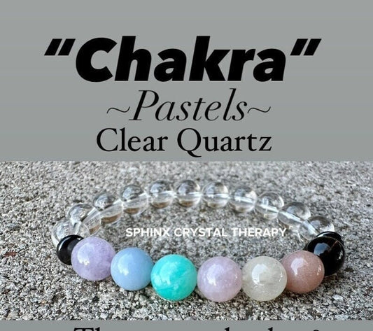 10mm Protection & Intuition - PASTEL Chakra Stones - Clear Quartz - High Vibration Stones - Crystal Healing Gemstone Bracelet - Higher Self