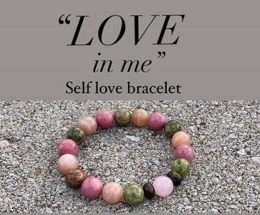10MM Self Love - Positive Self Image - Confidence & Emotional Healing " Love in Me " Recovery - Uplifting Energy - Crystal Gemstone Bracelet