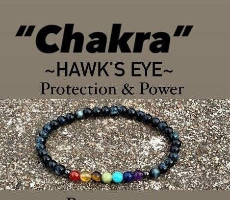 Protection Anklet - Intuition - Strength & Confidence - Chakra Balance - Mental Stability AAA Hawks Eye Gemstones - Blue Tigers Eye Stone