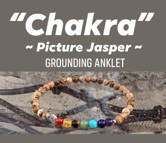Chakra Balance Anklet - Grounding Picture Jasper - Grounded Connection to Earth - Crystal Healing - REAL Quality Gemstone Ankle Bracelet