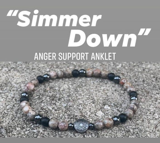 Temper Control & Patience - Calming Anklet " Simmer Down " Anger Help Spiritual Growth Crystal Therapy Holistic Healing Ankle Bracelet