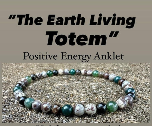 Positivity and Protection Anklet - Uplifting Energy " The Earth Living Totem " Astroid Jasper - Phlogopite - Moss Agate - Crystal Gemstones