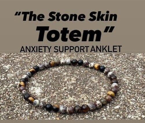 Anxiety & Stress Support Anklet - Protection - Grounding " The Stone Skin Totem " Positivity - Jasper - Phlogopite - AAA Crystal Gemstones