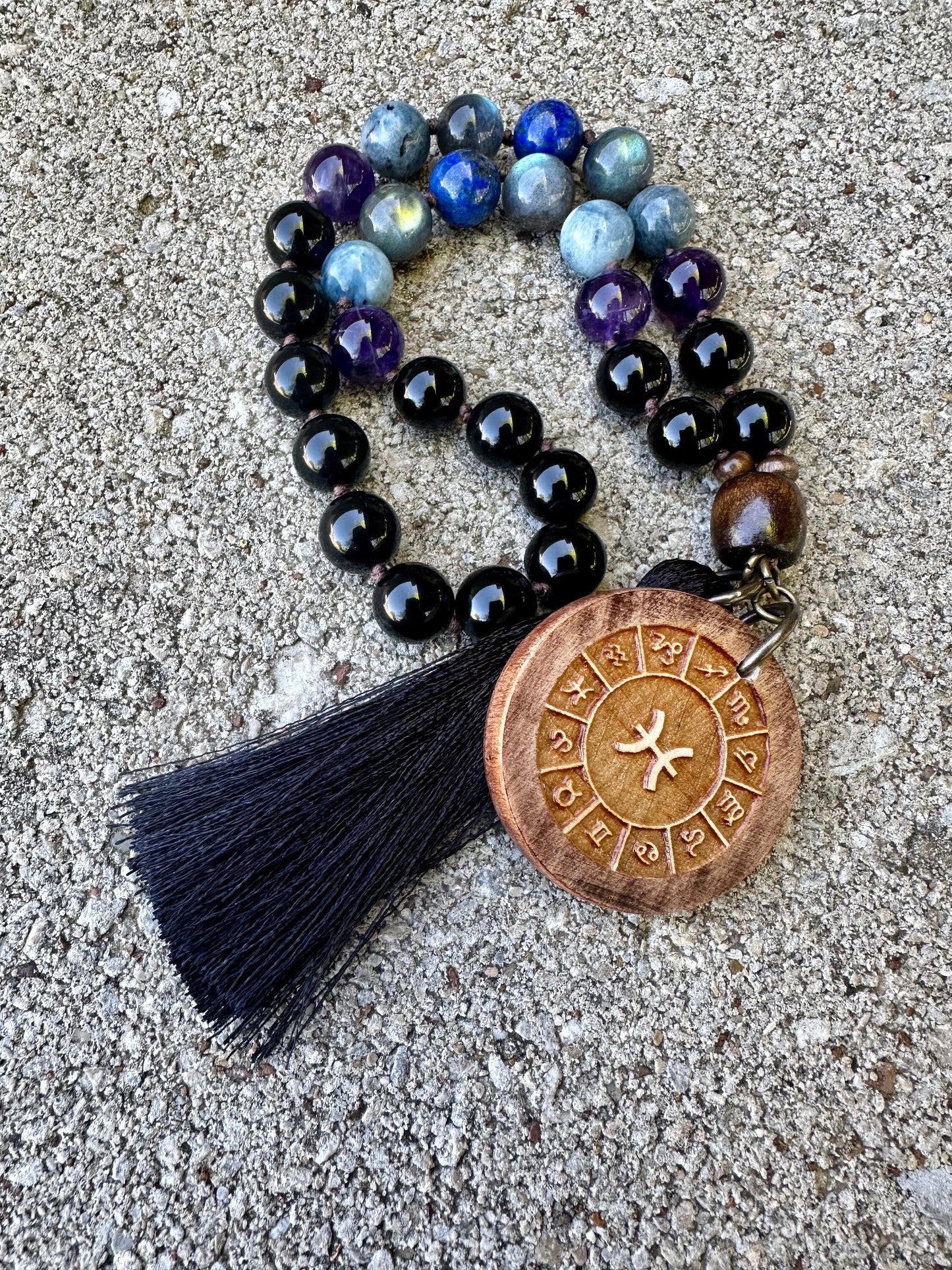 Pisces Energy Zodiac Car Charm "The Compassionate Pisces" February March Birthday - AAA Crystal Healing Gemstone Rear View Mirror Ornament