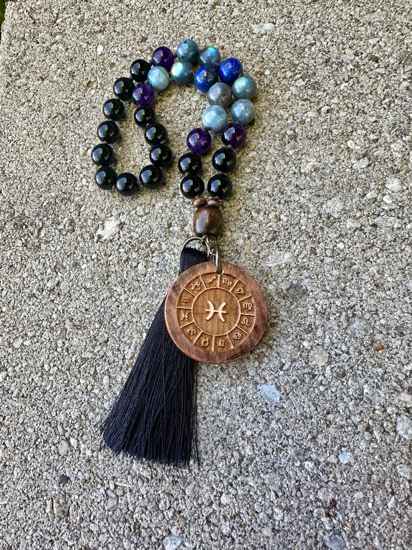 Pisces Energy Zodiac Car Charm "The Compassionate Pisces" February March Birthday - AAA Crystal Healing Gemstone Rear View Mirror Ornament