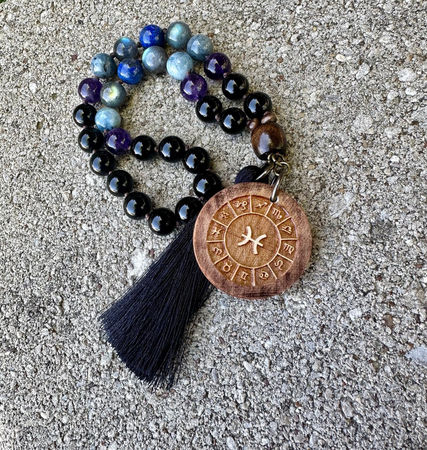 Pisces Energy Zodiac Car Charm "The Compassionate Pisces" February March Birthday - AAA Crystal Healing Gemstone Rear View Mirror Ornament