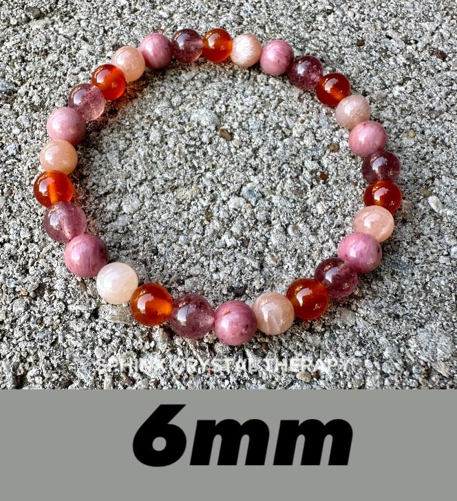Motivation - Inspiration - Creativity " After the Sunrise " Self Empowerment - Strawberry Quartz - Sunstone - Crystal Healing Bracelet