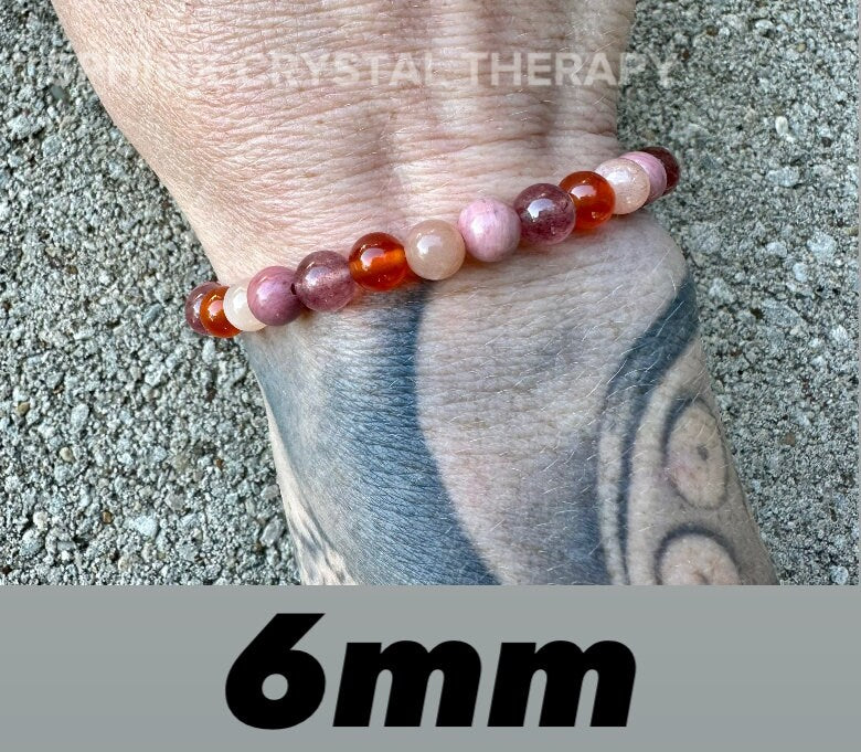 Motivation - Inspiration - Creativity " After the Sunrise " Self Empowerment - Strawberry Quartz - Sunstone - Crystal Healing Bracelet
