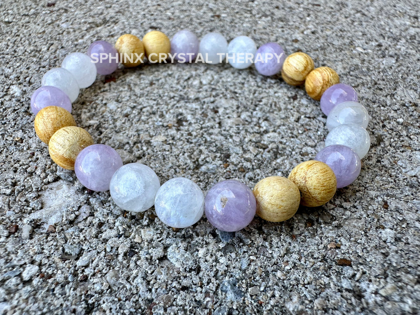 Aura Shield - IMPERFECT STONES " Goddess of The Violet Flame " Gifted Empath - Moonstone - Amethyst - Palo Santo DISCOUNTED Crystal Bracelet