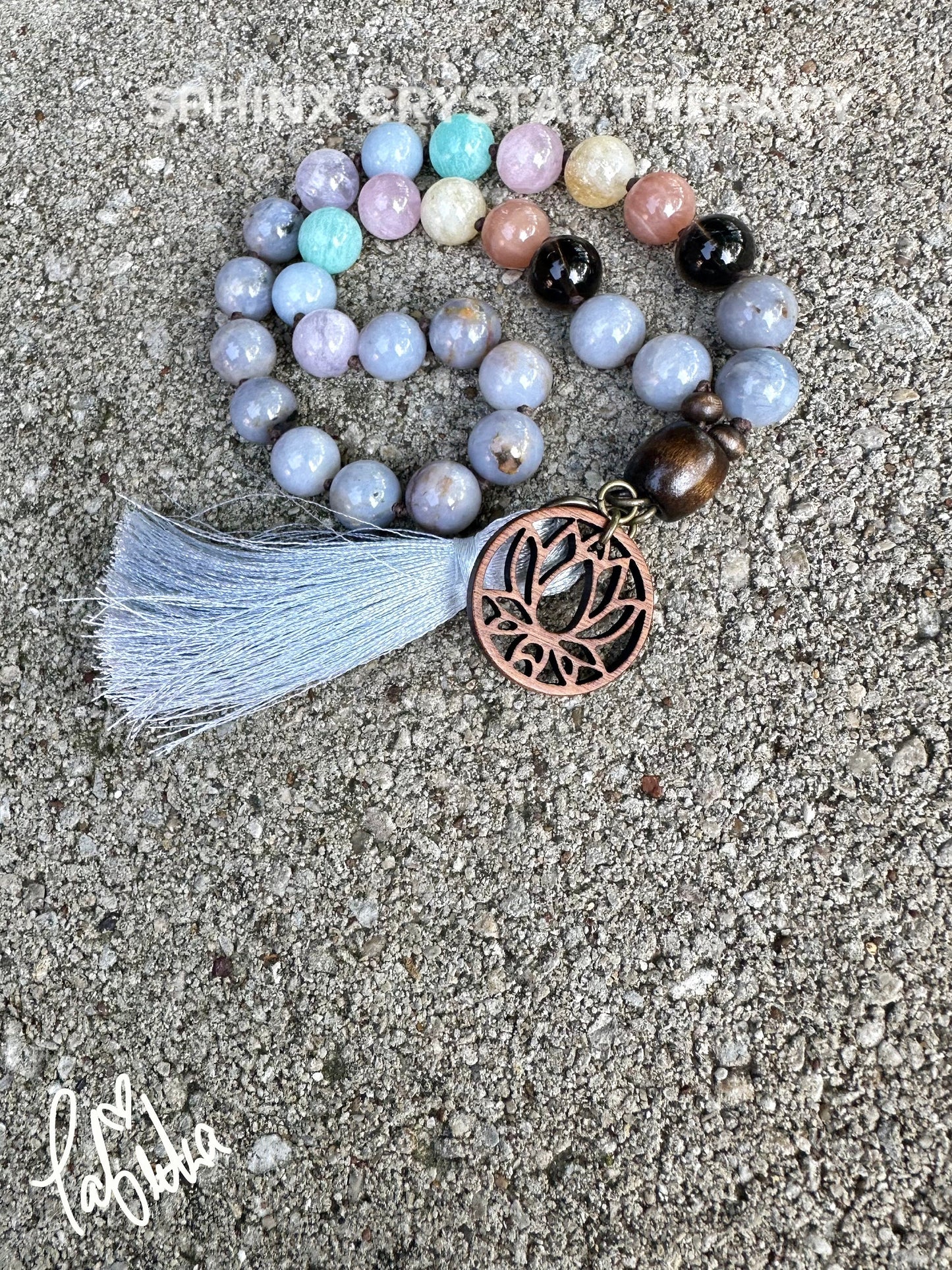 RARE AAA Blue Rose Quartz - Heart Healing Car Charm - PASTEL Chakra Stones - Stress Support - Crystal Healing Rear View Mirror Ornament