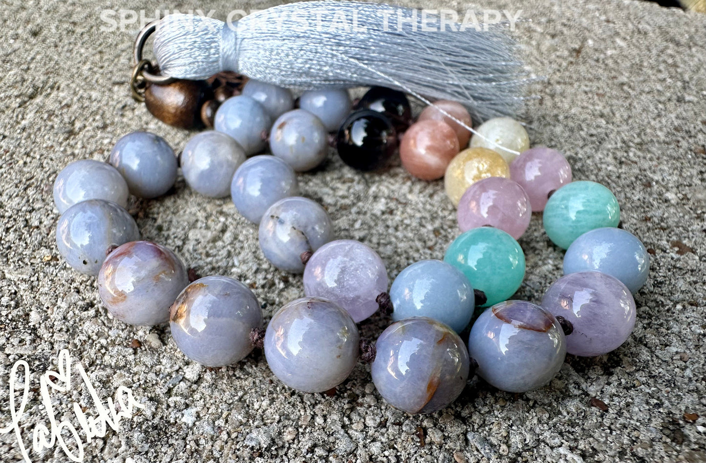 RARE AAA Blue Rose Quartz - Heart Healing Car Charm - PASTEL Chakra Stones - Stress Support - Crystal Healing Rear View Mirror Ornament