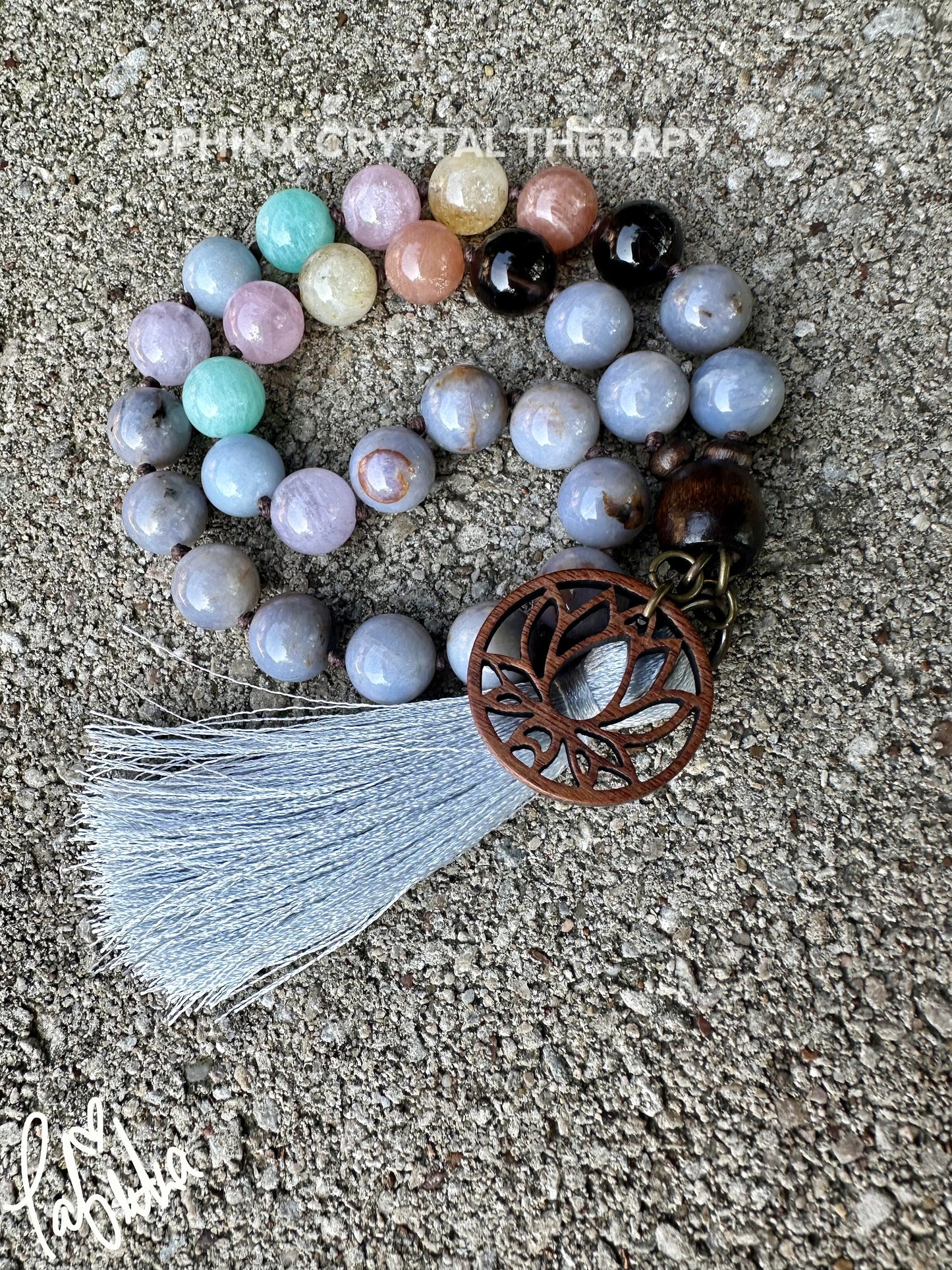 RARE AAA Blue Rose Quartz - Heart Healing Car Charm - PASTEL Chakra Stones - Stress Support - Crystal Healing Rear View Mirror Ornament