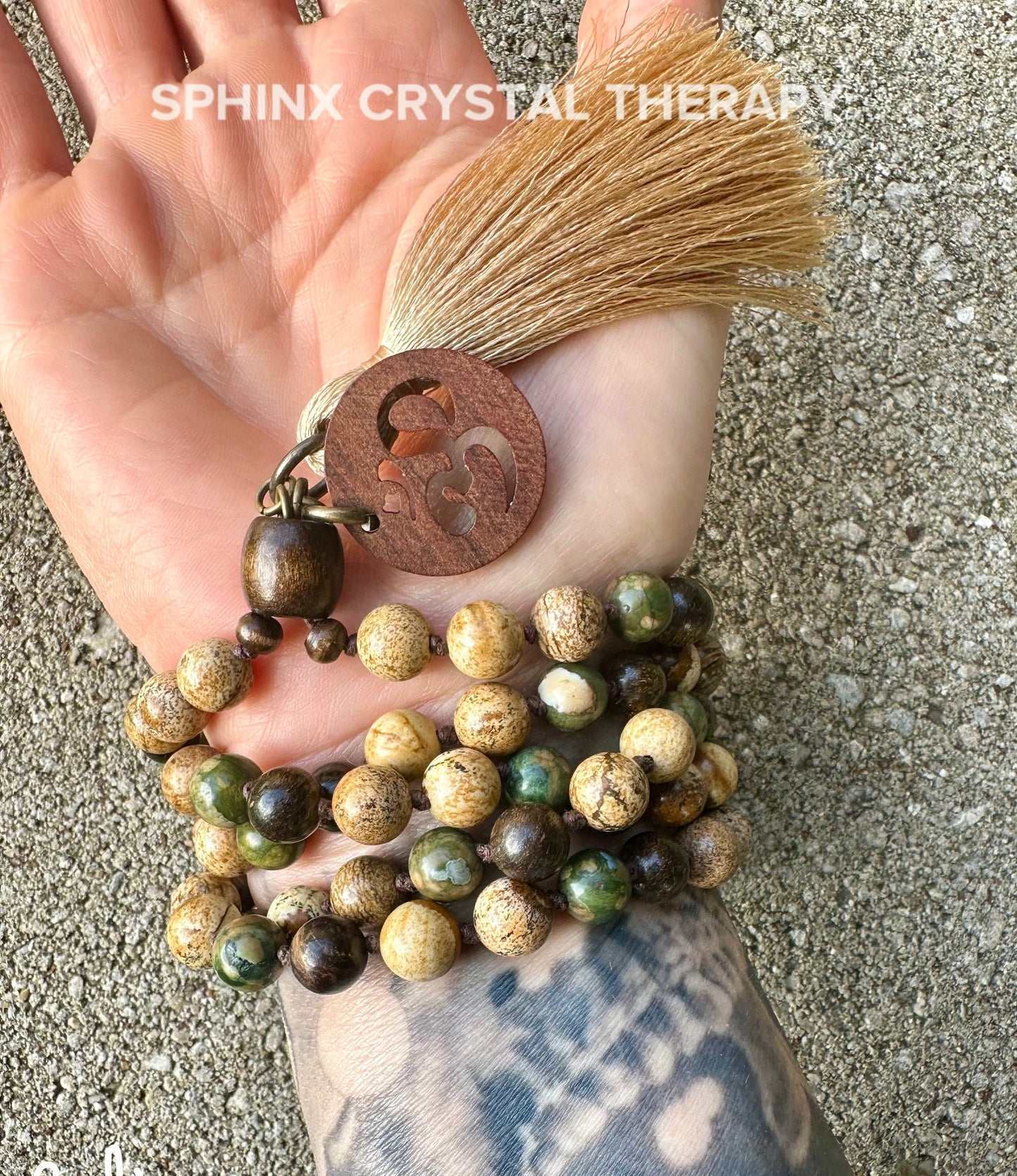 Grounded Earth Energy Mala - Protection - Gratitude - Positivity "Kuranda's Rain Dance" AAA Jasper Crystal Healing Gemstone Mantra Necklace