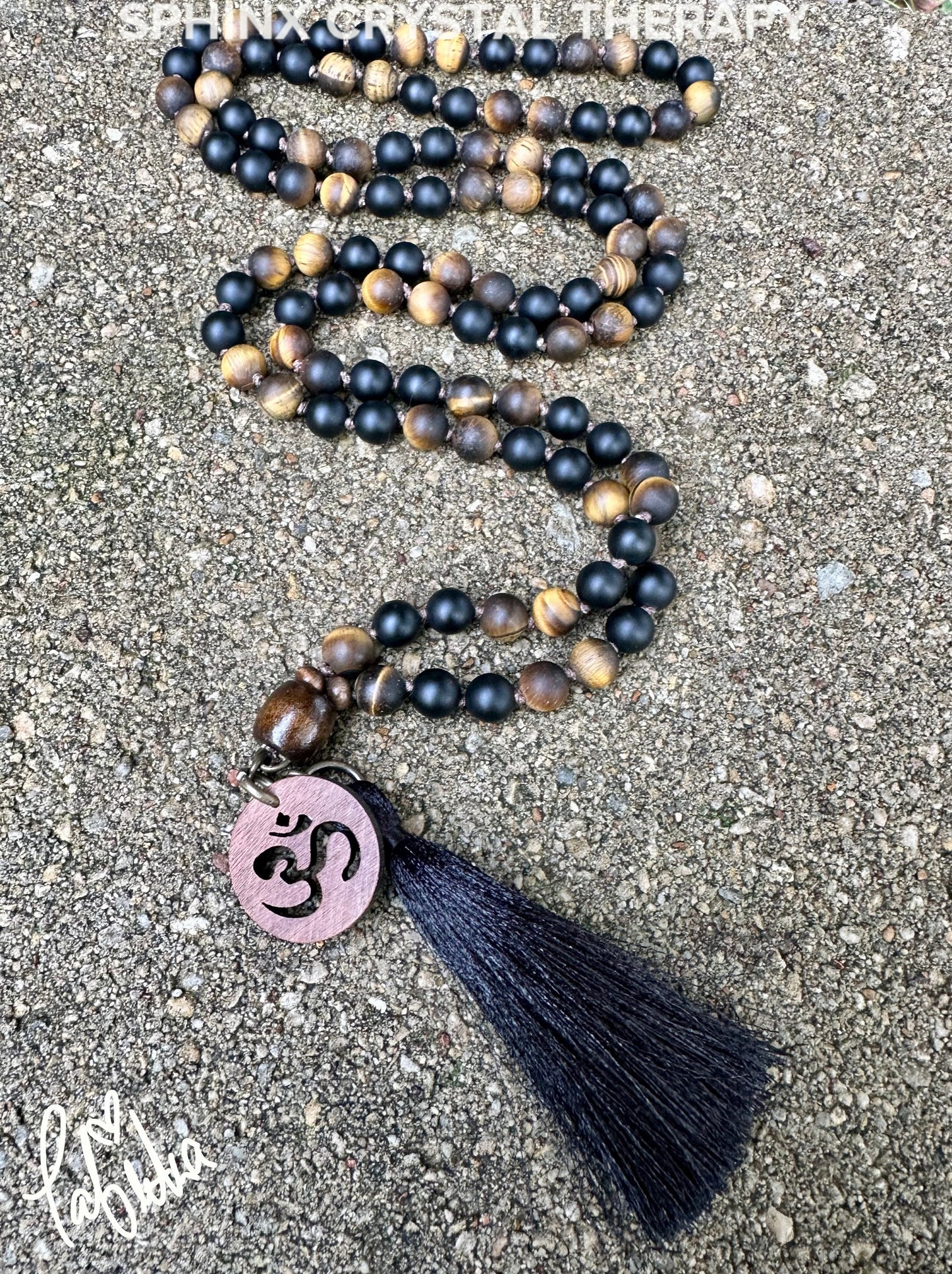 Protection & Anxiety Support Mala "Battle Ropes" Strength and Courage - Real Crystal Healing Gemstones - 108 Stone Mantra Mediation Necklace