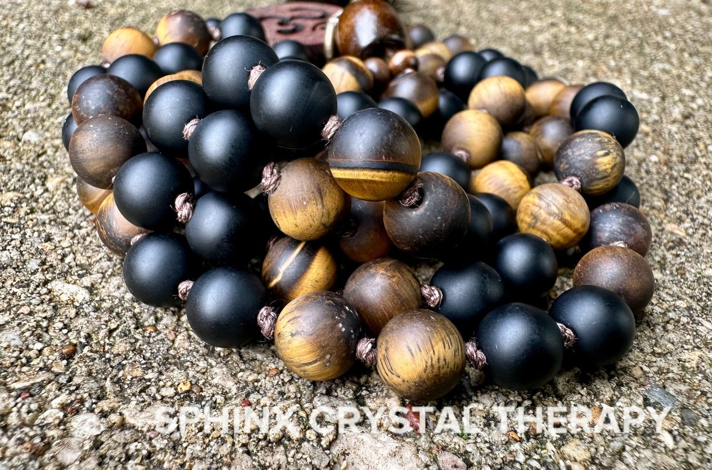 Protection & Anxiety Support Mala "Battle Ropes" Strength and Courage - Real Crystal Healing Gemstones - 108 Stone Mantra Mediation Necklace