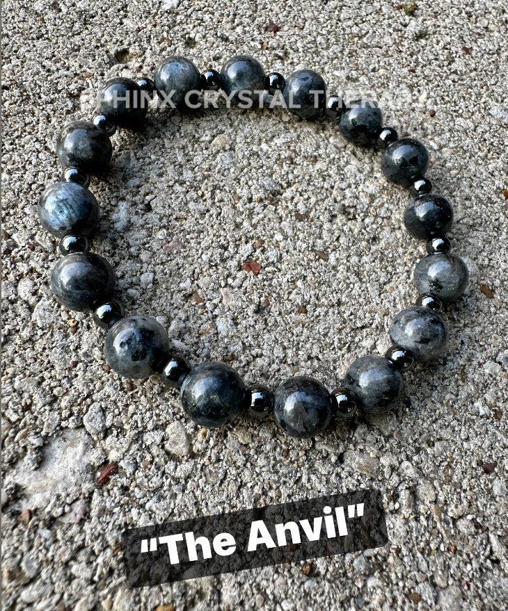 8mm Empath Protection & Support - IMPERFECT STONES - Larvikite - Labradorite - Magnetic Hematite - DISCOUNTED Crystal Healing Bracelet