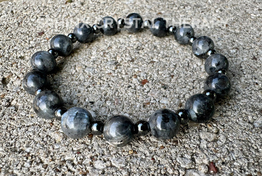 8mm Empath Protection & Support - IMPERFECT STONES - Larvikite - Labradorite - Magnetic Hematite - DISCOUNTED Crystal Healing Bracelet