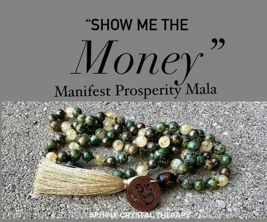 Manifest Prosperity & Abundance Mala " Show Me The Money " Success Mindset -  Wealth and Fortune - AAA Crystal Healing Gemstone Bracelet