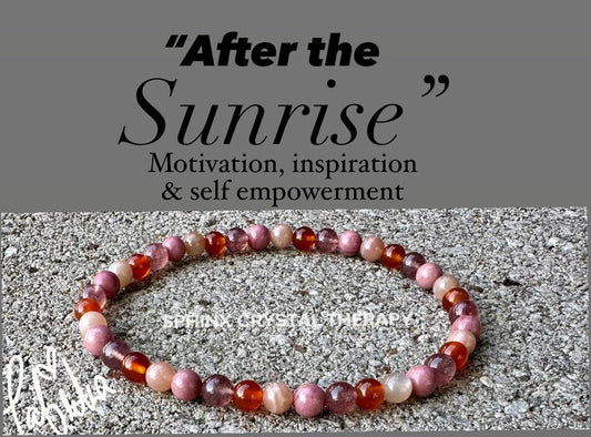 Motivation Anklet - Inspiration - Creativity " After the Sunrise " Self Empowerment - Strawberry Quartz - Sunstone - Crystal Healing Stones