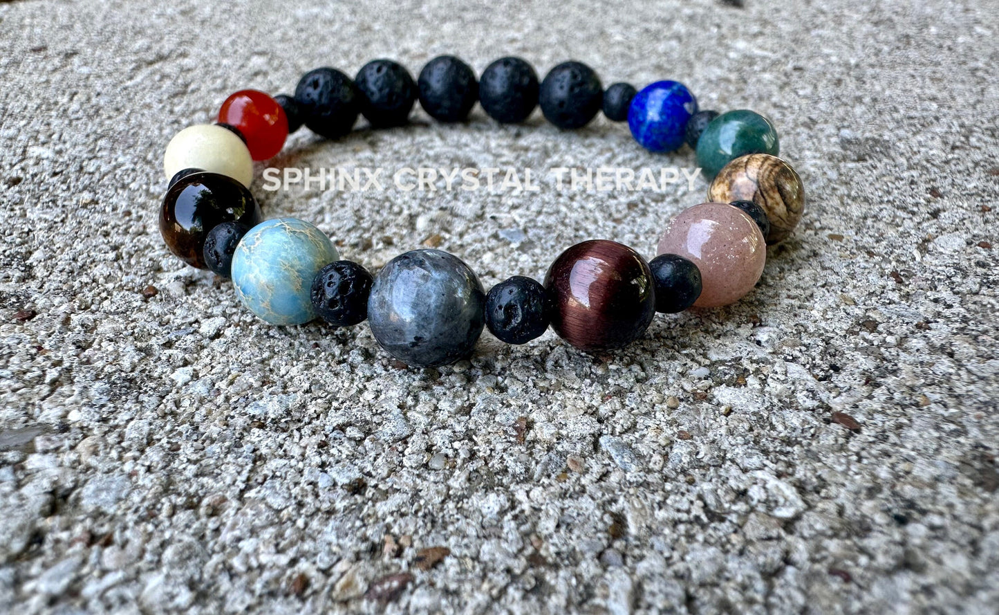Universe - Planet - Solar System " Our Beautiful Galaxy " Positive Energy Spiritual Vibes Crystal Therapy Bracelet