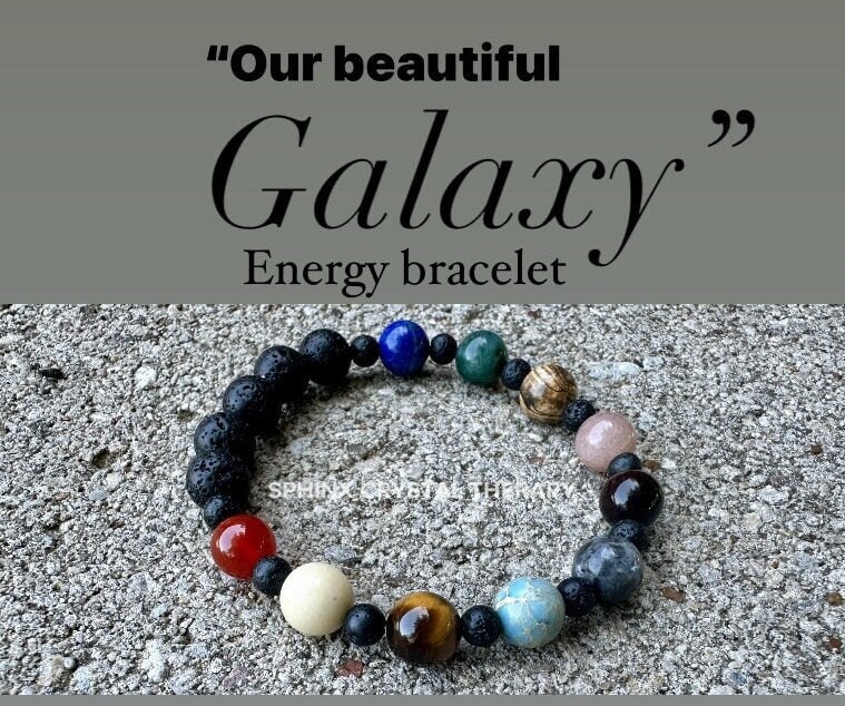 Universe - Planet - Solar System " Our Beautiful Galaxy " Positive Energy Spiritual Vibes Crystal Therapy Bracelet