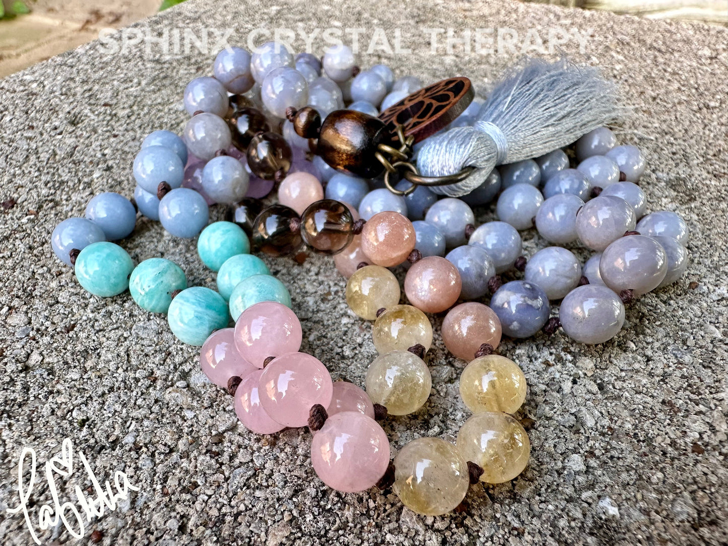 RARE AAA Blue Rose Quartz Mala - Self love & Emotional Healing - PASTEL Chakra Stones - Stress Anxiety Grief Support - 108 Crystal mala