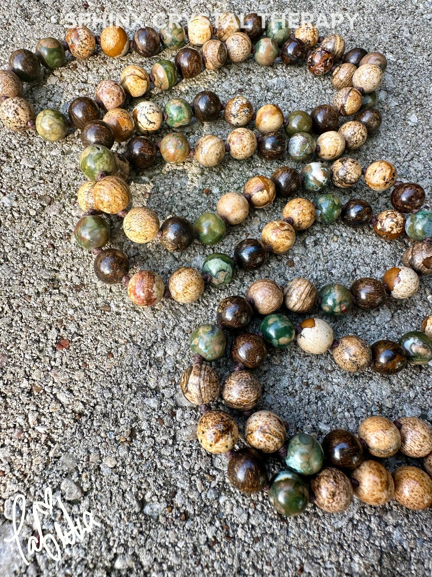 Grounded Earth Energy Mala - Protection - Gratitude - Positivity "Kuranda's Rain Dance" AAA Jasper Crystal Healing Gemstone Mantra Necklace