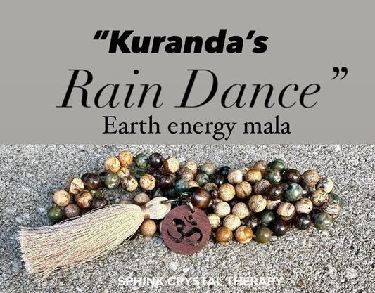 Grounded Earth Energy Mala - Protection - Gratitude - Positivity "Kuranda's Rain Dance" AAA Jasper Crystal Healing Gemstone Mantra Necklace